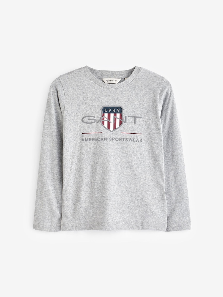 GANT Grey Logo Long Sleeve T-Shirt - Image 1 of 4