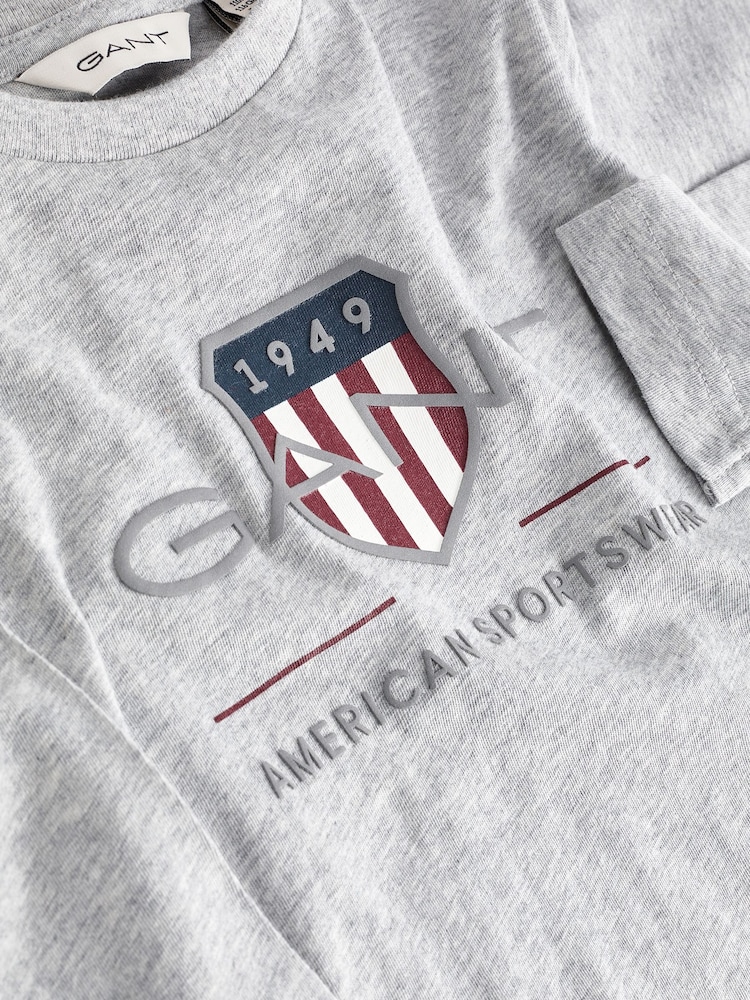 GANT Grey Logo Long Sleeve T-Shirt - Image 4 of 4