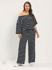 Yours Curve Black Slash T-Shirt & Trousers 2 Pack Set - Image 1 of 6