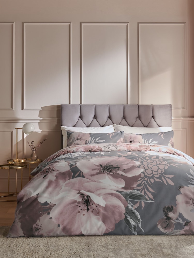 Catherine Lansfield Pink Dramatic Floral Duvet Cover And Pillowcase Set - Image 1 of 4