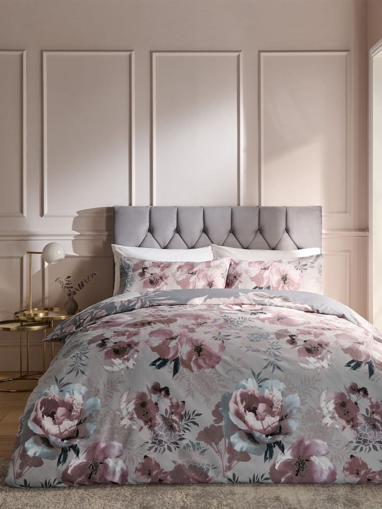 Catherine Lansfield Pink Dramatic Floral Duvet Cover And Pillowcase Set - Image 2 of 4