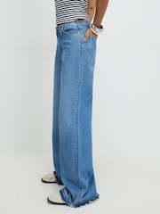 River Island Blue High Rise Turn Down Hem Wide Leg Jeans - Image 3 of 4