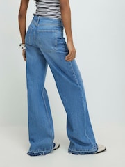 River Island Blue High Rise Turn Down Hem Wide Leg Jeans - Image 4 of 4