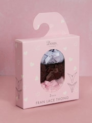 Boux Avenue Brown Fran Lace Thongs 3 Pack - Image 6 of 6