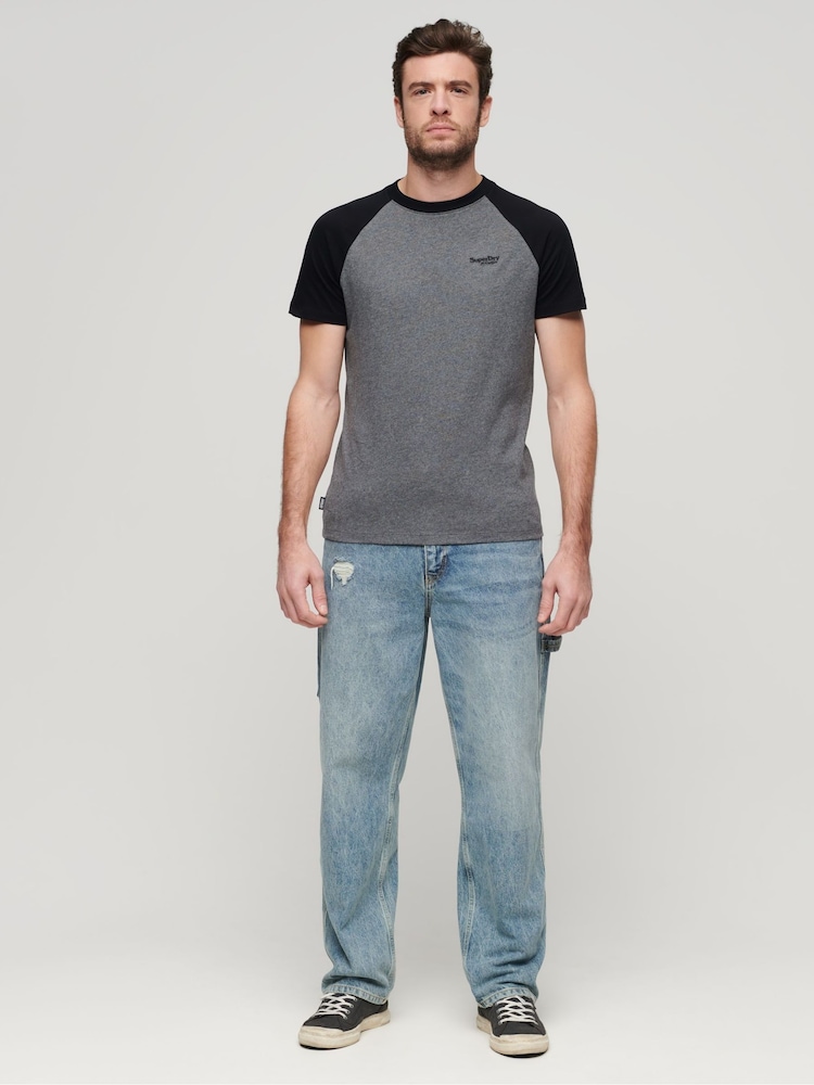 Superdry Grey Essential Logo Baseball T-Shirt - Image 2 of 6