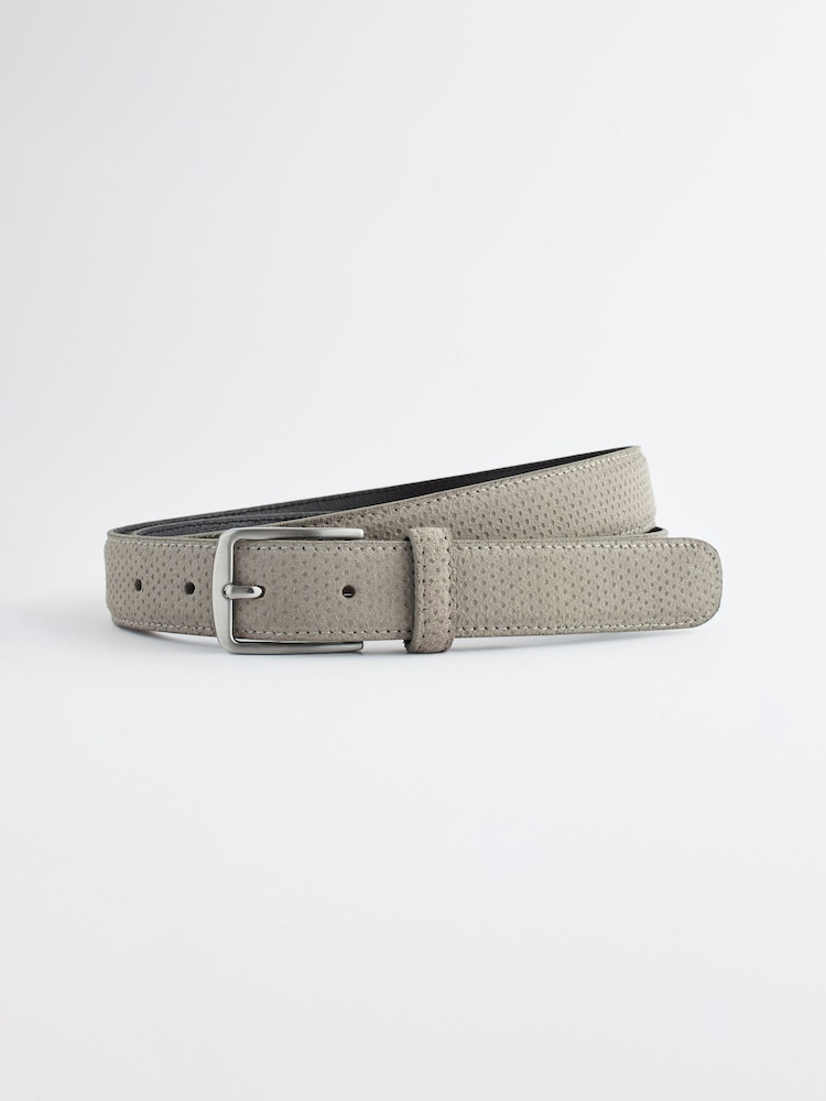 Stone Cream Suede Textured Belt - Image 2 of 6 Stone Cream Suede Textured Belt - Image 2 of 6