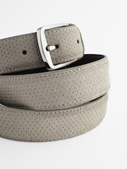 Stone Cream Suede Textured Belt - Image 4 of 6
