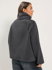 Yours Curve Grey Funnel Neck Borg Jacket - Image 2 of 6