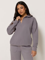 PixieGirl Petite Purple Funnel Neck Half Zip Sweatshirt - Image 1 of 6