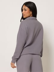 PixieGirl Petite Purple Funnel Neck Half Zip Sweatshirt - Image 3 of 6