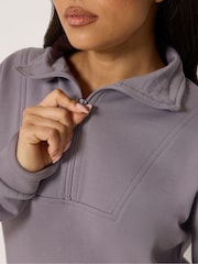PixieGirl Petite Purple Funnel Neck Half Zip Sweatshirt - Image 4 of 6