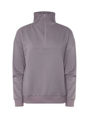 PixieGirl Petite Purple Funnel Neck Half Zip Sweatshirt - Image 5 of 6