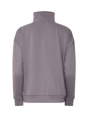PixieGirl Petite Purple Funnel Neck Half Zip Sweatshirt - Image 6 of 6