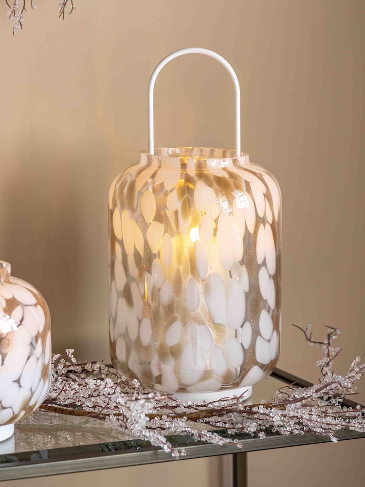Gallery Home White And Gold Yara Confetti Lantern Large - Image 1 of 4 Gallery Home White And Gold Yara Confetti Lantern Large - Image 1 of 4