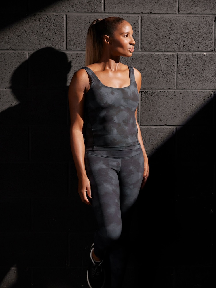 Navy Blue Tie Dye Print Active Sports Square Neck Vest - Image 2 of 7