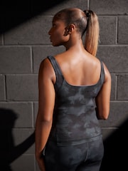Navy Blue Tie Dye Print Active Sports Square Neck Vest - Image 6 of 7
