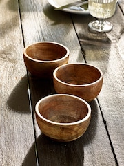 Set of 3 Natural Mango Wood Nibble and Dip Bowls - Image 2 of 4