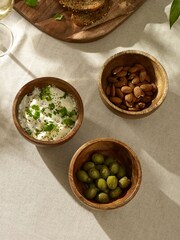 Set of 3 Natural Mango Wood Nibble and Dip Bowls - Image 3 of 4