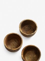 Set of 3 Natural Mango Wood Nibble and Dip Bowls - Image 4 of 4