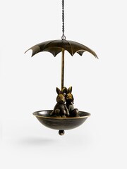 Bronze Brown Solar Rabbit Light Up Outdoor Bird Feeder - Image 4 of 4
