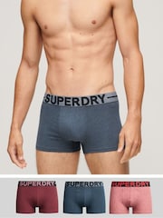 Superdry Blue Blue Organic Cotton Boxers Triple Pack - Image 1 of 7