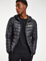 Emporio Armani EA7 Black Hooded Padded Jacket - Image 1 of 6