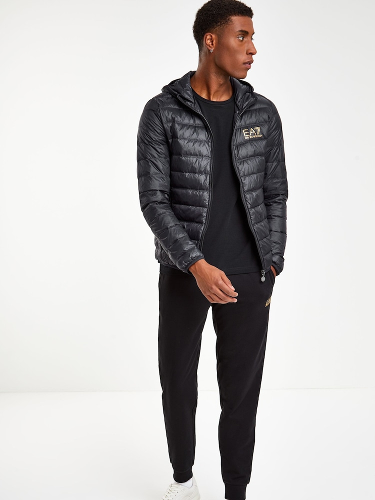 Emporio Armani EA7 Black Hooded Padded Jacket - Image 4 of 6