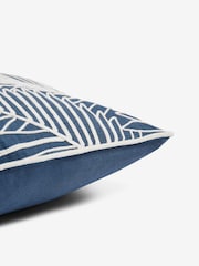 Nina Campbell Navy Blue Tree Fern Corded Leaves Cushion - Image 2 of 4