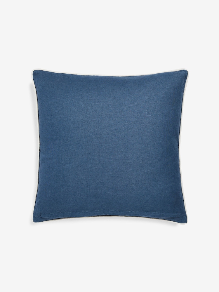 Nina Campbell Navy Blue Tree Fern Corded Leaves Cushion - Image 4 of 4