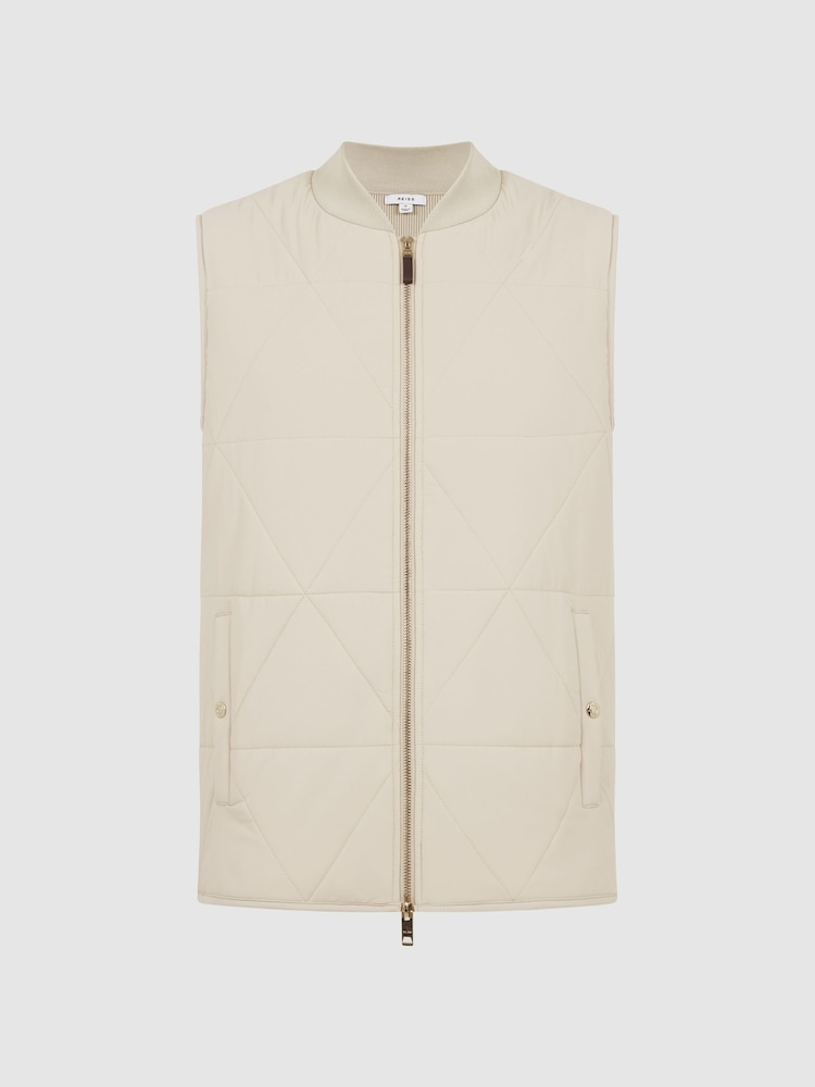 Reiss Stone Ritchie Hybrid Knitted-Quilted Sleeveless Jacket - Image 2 of 4 Reiss Stone Ritchie Hybrid Knitted-Quilted Sleeveless Jacket - Image 2 of 4