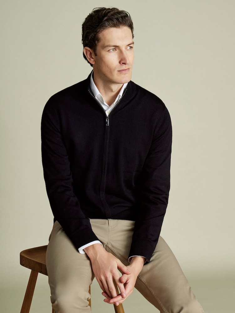 Charles Tyrwhitt Pure Merino Full ZIP Through Cardigan - Slika 1 od 1