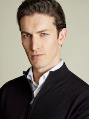 Noir - Charles Tyrwhitt Pure Merino Full ZIP Through Cardigan - Image 3 de 6