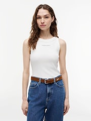 Tommy Jeans Natural Logo Ribbed Slim Tank Top - Image 1 of 5