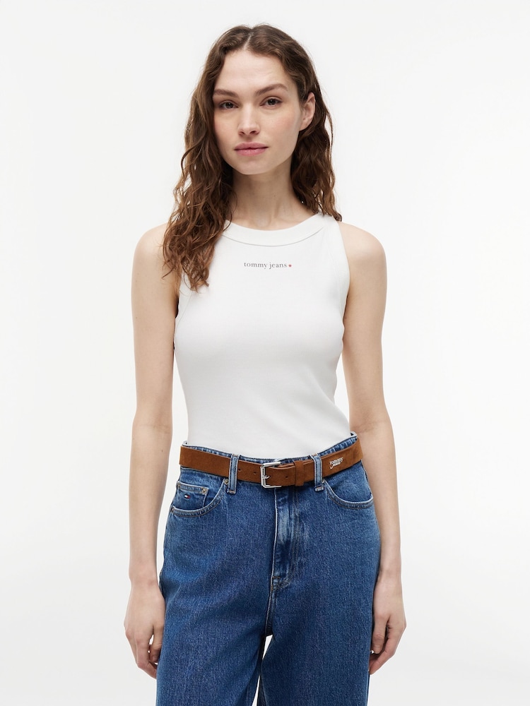 Tommy Jeans Natural Logo Ribbed Slim Tank Top - Image 1 of 5