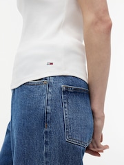Tommy Jeans Natural Logo Ribbed Slim Tank Top - Image 4 of 5