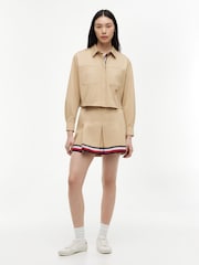 Tommy Jeans Gold Relaxed Fit Crest Embroidery Cropped Shirt - Image 3 of 5
