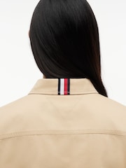 Tommy Jeans Gold Relaxed Fit Crest Embroidery Cropped Shirt - Image 4 of 5