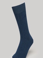 Superdry Blue Organic Cotton Unisex Core Rib Crew Socks 3 Pack - Image 3 of 5