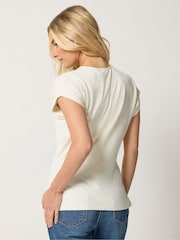 M&Co Natural Cotton Rich Short Sleeve Wrap Top - Image 2 of 6