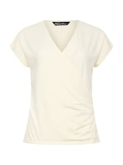 M&Co Natural Cotton Rich Short Sleeve Wrap Top - Image 5 of 6