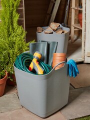 Wham Set of 2 Grey 40Ltr Flexi-Store Graduated Square Plastic Storage Tubs - Image 1 of 2