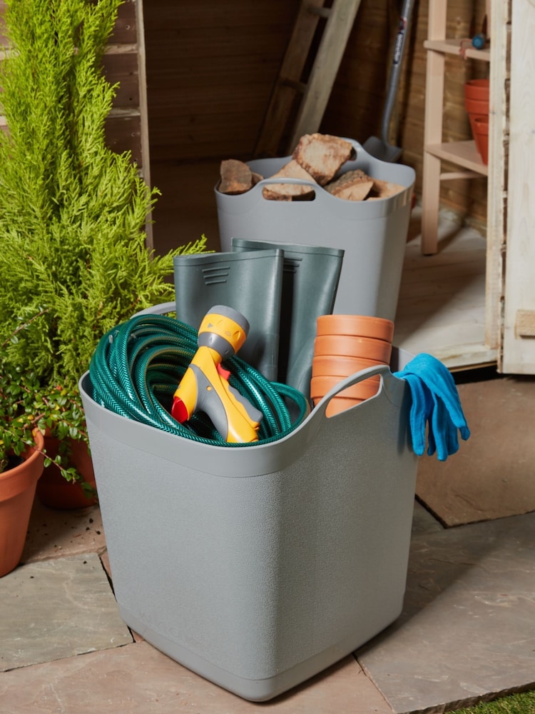 Wham Set of 2 Grey 40Ltr Flexi-Store Graduated Square Plastic Storage Tubs - Image 1 of 2