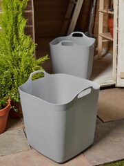 Wham Set of 2 Grey 40Ltr Flexi-Store Graduated Square Plastic Storage Tubs - Image 2 of 2