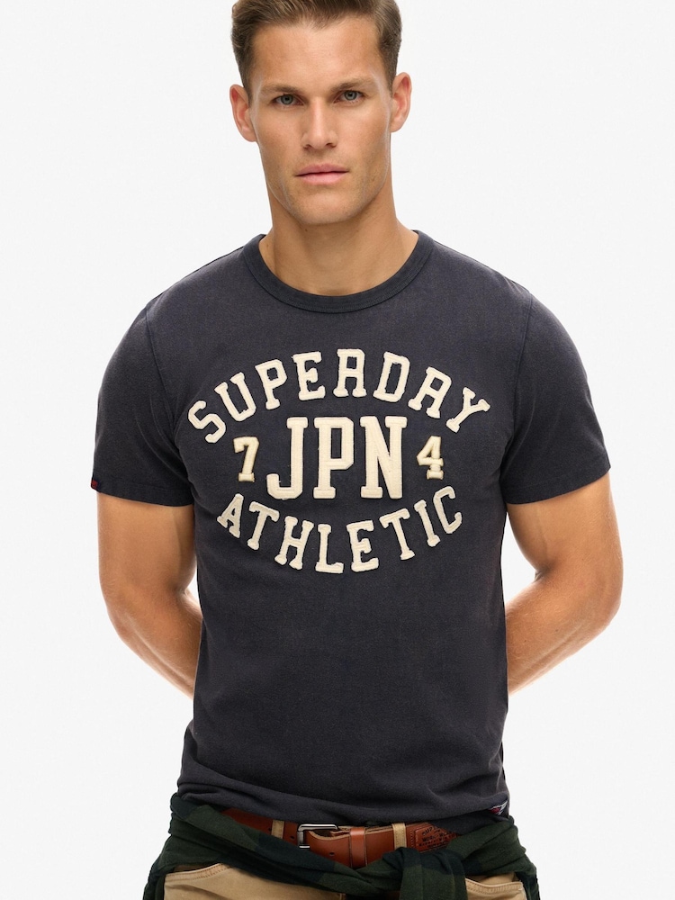 Superdry Navy Blue 100% Cotton Vintage Athletic Short Sleeve T-Shirt - Image 1 of 6