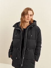 Black Padded Coat With Drawstring Waist - Image 1 of 1