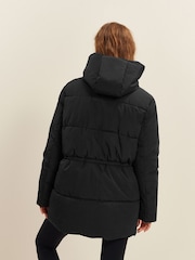 Black Padded Coat With Drawstring Waist - Image 2 of 7