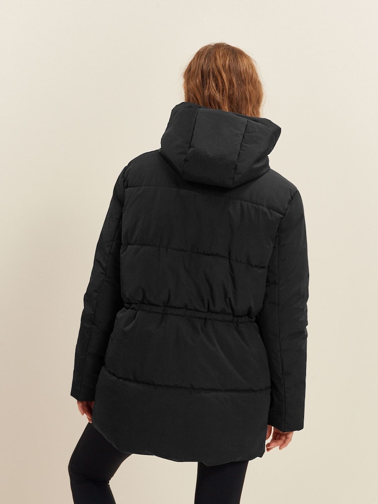 Black Padded Coat With Drawstring Waist - Image 2 of 7