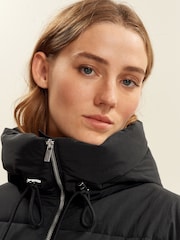 Black Padded Coat With Drawstring Waist - Image 3 of 7