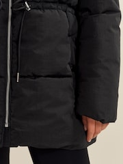 Black Padded Coat With Drawstring Waist - Image 4 of 7