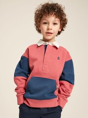Joules Boys' Try Red Rugby Sweatshirt - Image 3 of 12